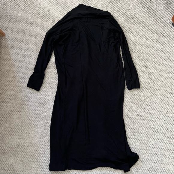 Lou & Grey Open Front Long Pocket Duster Cardigan Sweater Black - Picture 4 of 9